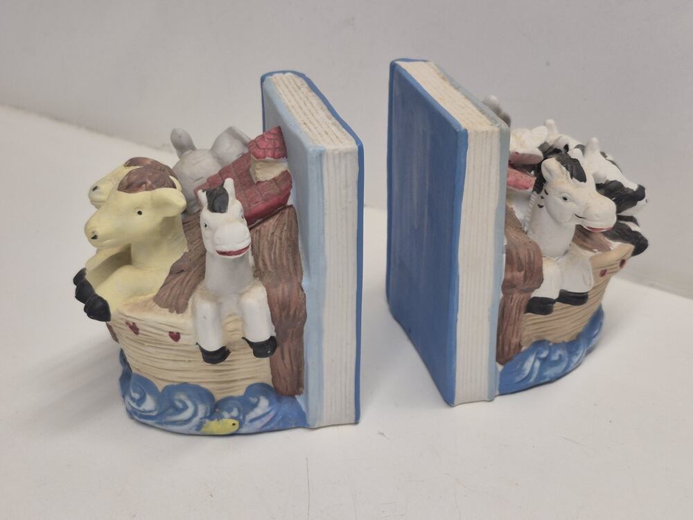 Noahs Ark Book Ends Childs Room Nursery Library Baby Shower Gift Daycare